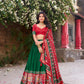 Lorenvalley Fashion Green Tussar Silk Patola Printed With Foil Work Lehenga Choli with Dupatta - Swadesiicart