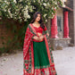 Lorenvalley Fashion Green Tussar Silk Patola Printed With Foil Work Lehenga Choli with Dupatta - Swadesiicart