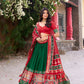 Lorenvalley Fashion Green Tussar Silk Patola Printed With Foil Work Lehenga Choli with Dupatta - Swadesiicart