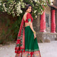 Lorenvalley Fashion Green Tussar Silk Patola Printed With Foil Work Lehenga Choli with Dupatta - Swadesiicart