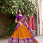 Lorenvalley Fashion Mustard Tussar Silk Patola Printed With Foil Work Lehenga Choli with Dupatta - Swadesiicart