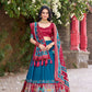 Lorenvalley Fashion Teal Tussar Silk Patola Printed With Foil Work Lehenga Choli with Dupatta - Swadesiicart