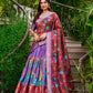 Lorenvalley Lavender Dola Silk Kalamkari Print With Zari Weaving Border Lehenga Choli | Swadesiicart