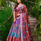 Lorenvalley Lavender Dola Silk Kalamkari Print With Zari Weaving Border Lehenga Choli | Swadesiicart