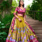 Lorenvalley Mustard Dola Silk Kalamkari Print With Zari Weaving Border Lehenga Choli | Swadesiicart