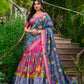 Lorenvalley Pink Dola Silk Kalamkari Print With Zari Weaving Border Lehenga Choli | Swadesiicart