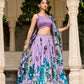 Lorenvalley Lavender Tussar Silk Floral Print with Lace Touch Up Lehenga Choli | Swadesiicart