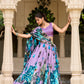 Lorenvalley Lavender Tussar Silk Floral Print with Lace Touch Up Lehenga Choli | Swadesiicart