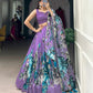 Lorenvalley Lavender Tussar Silk Floral Print with Lace Touch Up Lehenga Choli | Swadesiicart