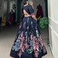 Lorenvalley Blue Tussar Silk Floral Print with Lace Touch Up Lehenga Choli | Swadesiicart