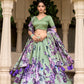 Lorenvalley Pista Tussar Silk Floral Print with Lace Touch Up Lehenga Choli | Swadesiicart