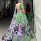 Lorenvalley Pista Tussar Silk Floral Print with Lace Touch Up Lehenga Choli | Swadesiicart