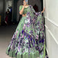 Lorenvalley Pista Tussar Silk Floral Print with Lace Touch Up Lehenga Choli | Swadesiicart