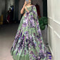Lorenvalley Pista Tussar Silk Floral Print with Lace Touch Up Lehenga Choli | Swadesiicart