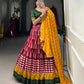 Lorenvalley Maroon Tassar Silk Print with Foil Work Lehenga Choli with Dupatta | Swadesiicart