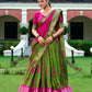Lorenvalley Green and Pink Dola Silk Shibori Print With Zari Weaving Border Lehenga Choli | Swadesiicart