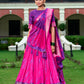 Lorenvalley Pink and Purple Dola Silk Shibori Print With Zari Weaving Border Lehenga Choli | Swadesiicart