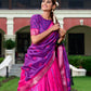 Lorenvalley Pink and Purple Dola Silk Shibori Print With Zari Weaving Border Lehenga Choli | Swadesiicart