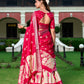 Lorenvalley Cream and Red Dola Silk Shibori Print With Zari Weaving Border Lehenga Choli | Swadesiicart