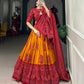 Lorenvalley Mustard Artistry in Tussar Silk with Bandhej Print Lehenga Choli | Swadesiicart