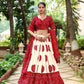 Lorenvalley Red Artistry in Tussar Silk with Bandhej Print Lehenga Choli | Swadesiicart