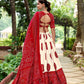 Lorenvalley Red Artistry in Tussar Silk with Bandhej Print Lehenga Choli | Swadesiicart