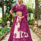 Lorenvalley Wine Artistry in Tussar Silk with Bandhej Print Lehenga Choli | Swadesiicart