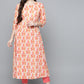 HERE&NOW Women Orange & White Ethnic Motifs Printed Kurta - Swadesiicart