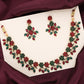 Tehzeeb Creations Green And Maroon Pack of 1 Gold-Polished Choker Necklace Set With Earring For Women & Girls - Swadesiicart