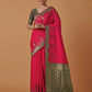 Monjolika Fashion Pink Banarasi Silk Blend SareeWith Zari Woven Rich Brocade Design | Swadesiicart