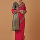 Monjolika Fashion Pink Banarasi Silk Blend SareeWith Zari Woven Rich Brocade Design | Swadesiicart