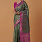 Monjolika Fashion Olive Banarasi Silk Blend SareeWith Zari Woven Rich Brocade Design | Swadesiicart
