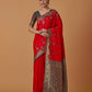 Monjolika Fashion Red Banarasi Silk Blend SareeWith Zari Woven Rich Brocade Design | Swadesiicart
