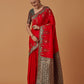Monjolika Fashion Red Banarasi Silk Blend SareeWith Zari Woven Rich Brocade Design | Swadesiicart