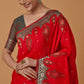 Monjolika Fashion Red Banarasi Silk Blend SareeWith Zari Woven Rich Brocade Design | Swadesiicart