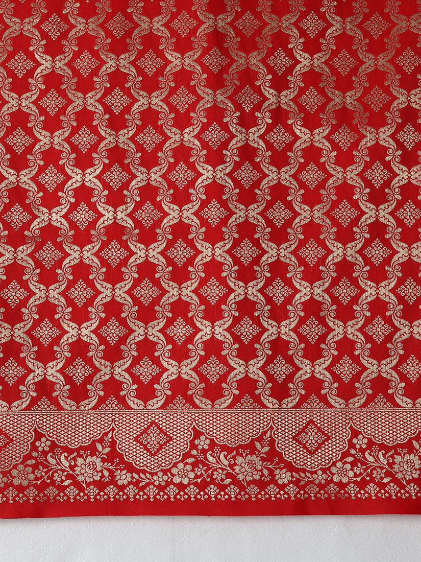 Monjolika Fashion Amber Banarasi Silk Blend SareeWith Zari Woven Rich Brocade Design | Swadesiicart