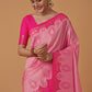 Monjolika Fashion Light Pink Banarasi Silk Blend SareeWith Zari Woven Rich Brocade Design | Swadesiicart