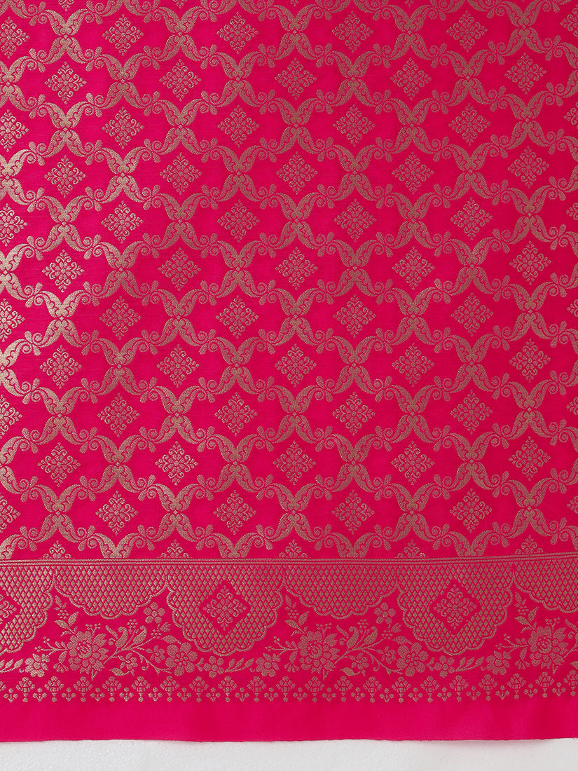 Monjolika Fashion Light Pink Banarasi Silk Blend SareeWith Zari Woven Rich Brocade Design | Swadesiicart