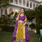 Lorenvalley Mustard Dola Silk with Jacquard Printed (Kalamkari) with Zari Weaving Border Lehenga Choli | Swadesiicart