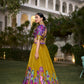 Lorenvalley Mustard Dola Silk with Jacquard Printed (Kalamkari) with Zari Weaving Border Lehenga Choli | Swadesiicart
