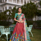Lorenvalley Rust Dola Silk with Jacquard Printed (Kalamkari) with Zari Weaving Border Lehenga Choli | Swadesiicart