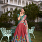 Lorenvalley Rust Dola Silk with Jacquard Printed (Kalamkari) with Zari Weaving Border Lehenga Choli | Swadesiicart