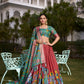 Lorenvalley Rust Dola Silk with Jacquard Printed (Kalamkari) with Zari Weaving Border Lehenga Choli | Swadesiicart