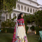 Lorenvalley White Dola Silk with Jacquard Printed (Kalamkari) with Zari Weaving Border Lehenga Choli | Swadesiicart