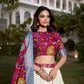 Lorenvalley White Dola Silk with Jacquard Printed (Kalamkari) with Zari Weaving Border Lehenga Choli | Swadesiicart