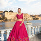 Lorenvalley Pink Tussar Silk Floral Print With Foil Work Lehenga Choli | Swadesiicart