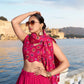 Lorenvalley Pink Tussar Silk Floral Print With Foil Work Lehenga Choli | Swadesiicart