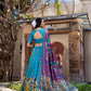 Lorenvalley Firozi Tussar Silk Kalamkari With Foil Work Lehenga Choli | Swadesiicart