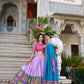 Lorenvalley Lavender Tussar Silk Kalamkari With Foil Work Lehenga Choli with Dupatta | Swadesiicart