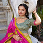Lorenvalley Mustard Tussar Silk Kalamkari With Foil Work Lehenga Choli with Dupatta | Swadesiicart